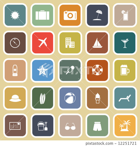 Summer flat icons on brown background 12251721