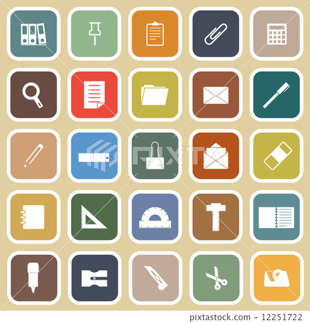 Stationary flat icons on yellow background 12251722
