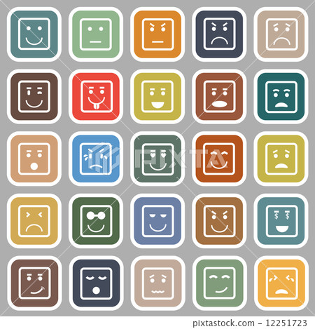 Square face flat icons on gray background 12251723