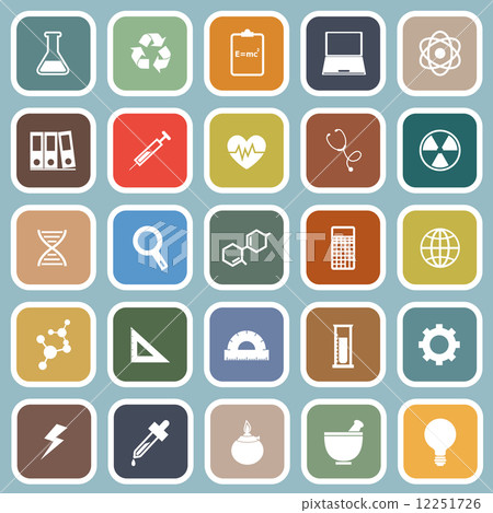 Science flat icons on blue background Science flat icons on blue background 12251726