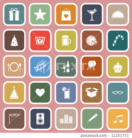 Party flat icons on pink background Party flat icons on pink background 12251731