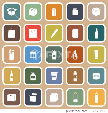 Packaging flat icons on brown background Packaging flat icons on brown background 12251732
