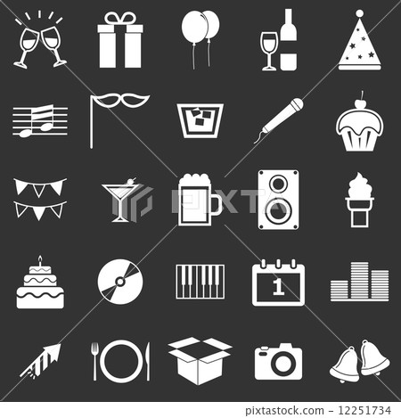 New Year icons on black background New Year icons on black background 12251734