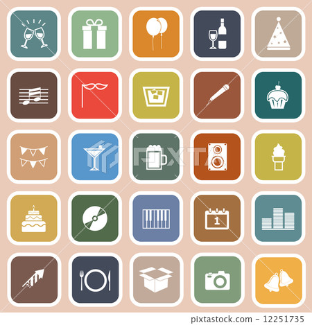 New year flat icons on orange background New year flat icons on orange background 12251735