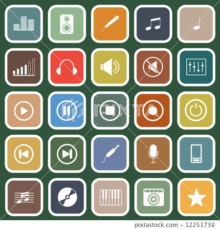 Music flat icons on green background Music flat icons on green background 12251738