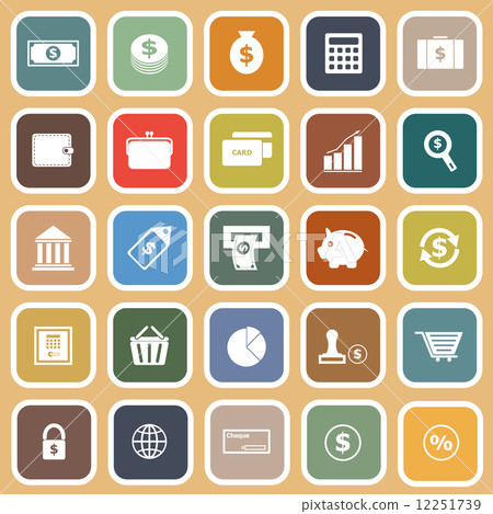 Money flat icons on orange background Money flat icons on orange background 12251739