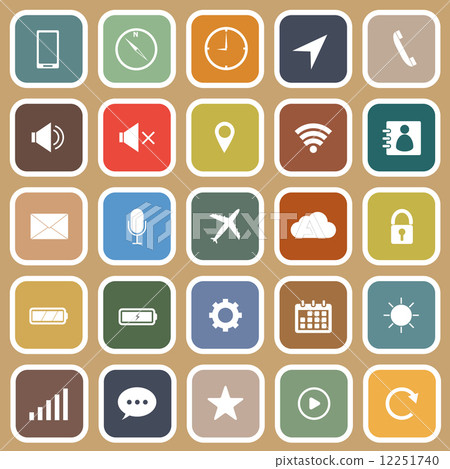 Mobile phone flat icons on brown background Mobile phone flat icons on brown background 12251740