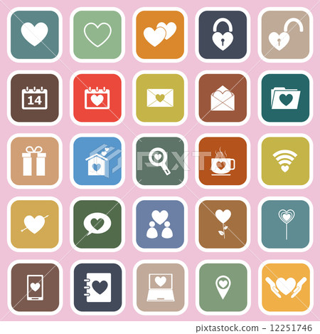 Love flat icons on pink background Love flat icons on pink background 12251746