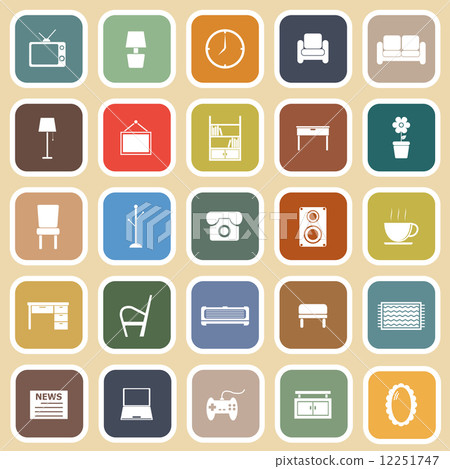 Living room flat icons on light background Living room flat icons on light background 12251747