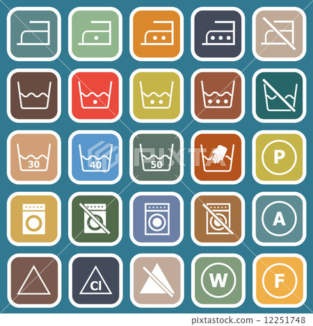 Laundry flat icons on blue background Laundry flat icons on blue background 12251748