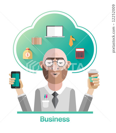 Businessman vector with cloud and text Businessman vector with cloud and text 12252009