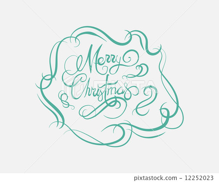 Merry Christmas Message Vector In Cursive Green Stock Illustration