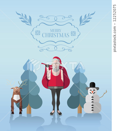 Hipster christmas vector with illustrations and message 12252075