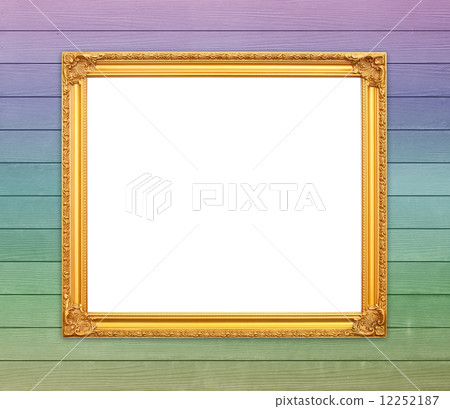 blank golden frame on wood wall blank golden frame on wood wall 12252187