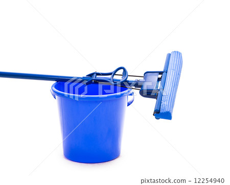 Blue bucket with sponge mop. Blue bucket with sponge mop. 12254940