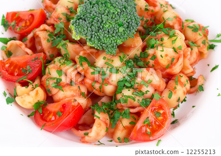 Pasta penne rigate with tomato sauce. 12255213