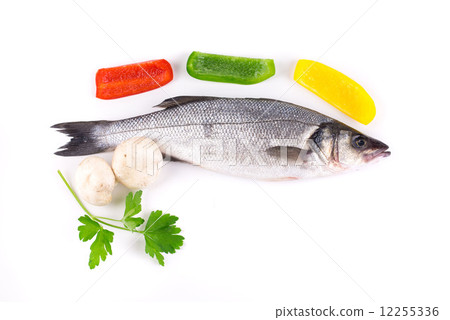 Seabass with vegetables. 12255336
