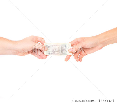 Soviet rubles in hands. 12255481