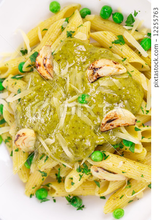 Pasta with pesto sauce 12255763