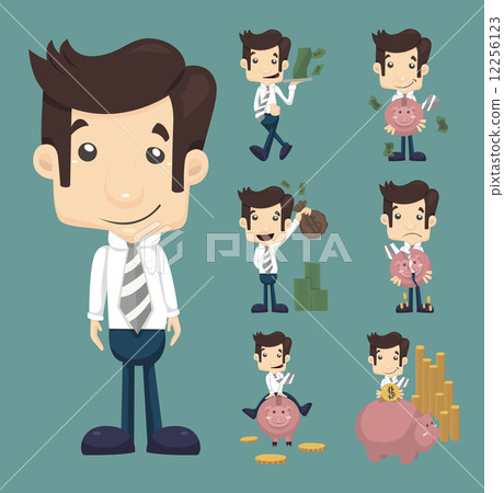 Set of businessman make money characters poses 12256123