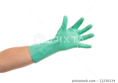 Hand in green glove. Hand in green glove. 12256234