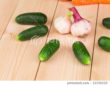 Composition of cucumber and garlic. Composition of cucumber and garlic. 12256329