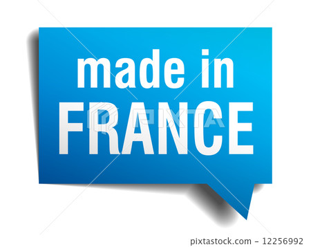made in France blue 3d realistic speech bubble isolated on white background 12256992