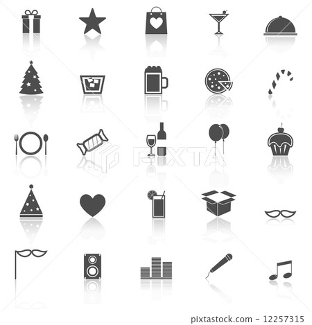 Party icons with reflect on white background 12257315