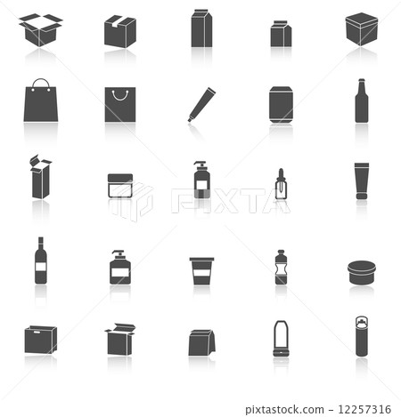 Packaging icons with reflect on white background 12257316