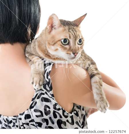 Asian woman hold her cat 12257674