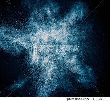 Blue powder exploding isolated on black Blue powder exploding isolated on black 12258102