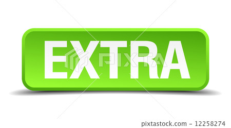Extra green 3d realistic square isolated button 12258274
