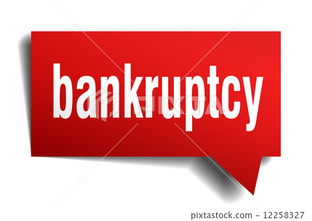 Bankruptcy red 3d realistic paper speech bubble isolated on white 12258327