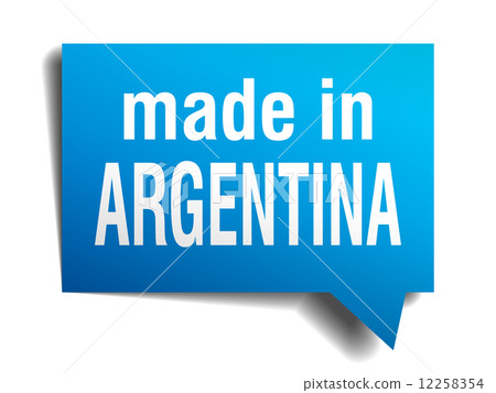 made in Argentina blue 3d realistic speech bubble isolated on white background 12258354