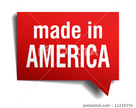 made in America red 3d realistic speech bubble isolated on white background made in America red 3d realistic speech bubble isolated on white background 12258356