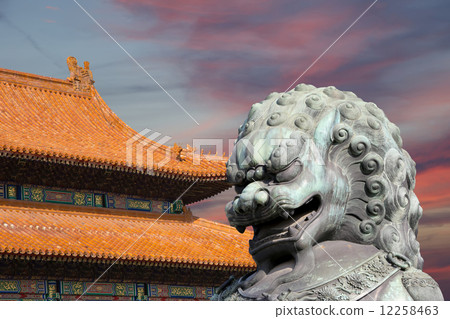 Bronze Guardian Lion Statue in the Forbidden City, Beijing, China Bronze Guardian Lion Statue in the Forbidden City, Beijing, China 12258463