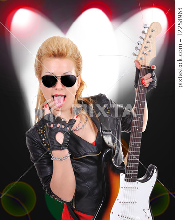 girl with electric guitar 12258963