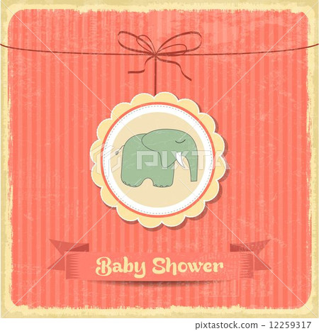 retro baby shower card with little elephant retro baby shower card with little elephant 12259317