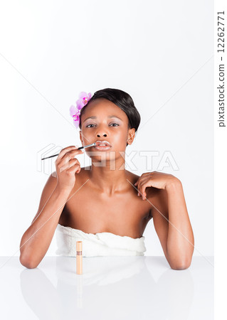Beautiful African woman in Studio with makeup 12262771