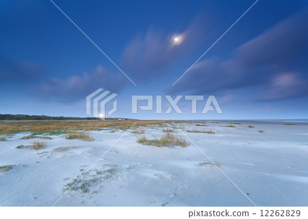 North sea coast in dusk and full moon North sea coast in dusk and full moon 12262829