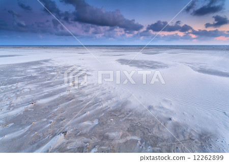 sand dunes on North sea beach at sunrise 12262899