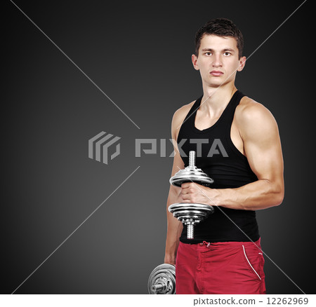 man with two dumbbells 12262969