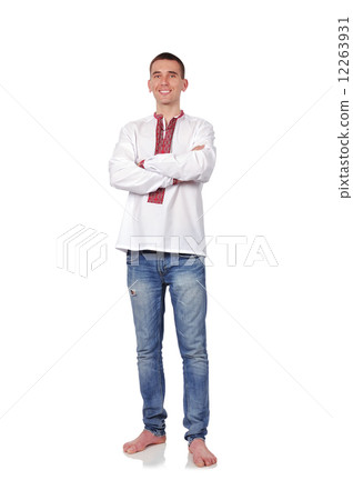 man in Ukrainian embroidered shirt 12263931