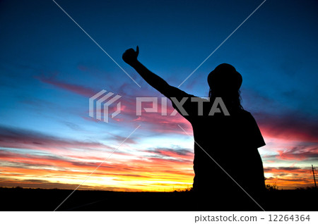 Hitch in Patagonia at sunset 12264364