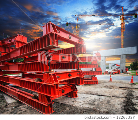 heavy trains bridge crossing highways in construction with part heavy trains bridge crossing highways in construction with part 12265357