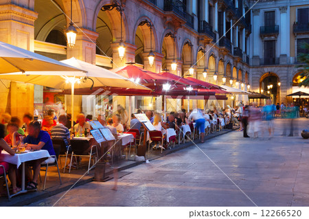 night view of Placa Reial in Barcelona night view of Placa Reial in Barcelona 12266520