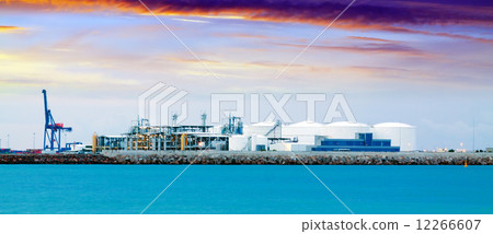 industrial zone on sea in morning 12266607