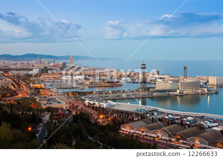 Port Vell during sunset from Montjuic Port Vell during sunset from Montjuic 12266633