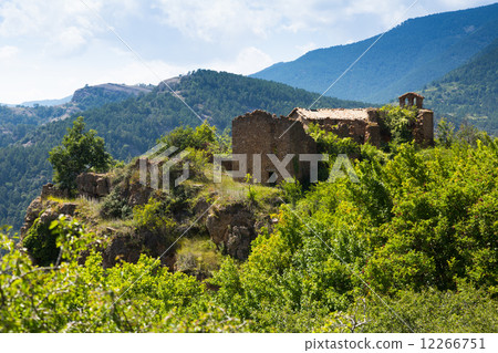 Mountains landscape with abandoned rural house 12266751