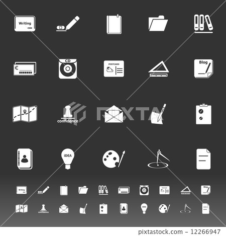 Writing related icons on gray background 12266947